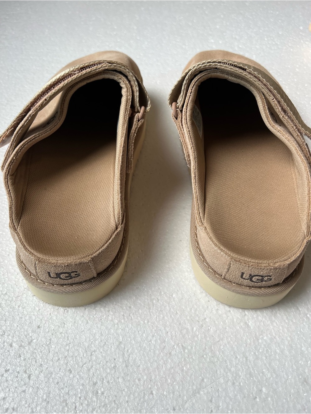 UGG Men's Beige/Tan Suede Slide Sandals with Adjustable Webbing Strap - Picture 4 of 8